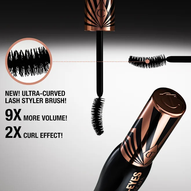 НОВИНКА Туш для подовження вій і об'єму Charlotte Tilbury EXAGGER-EYES VOLUME MASCARA EXAGGER-BLACK Volumising Mascara for Multiplied, Thicker, Fanned-Out Looking Lashes, 28-HOUR EXAGGERATED FAST VOLUME + CURL!